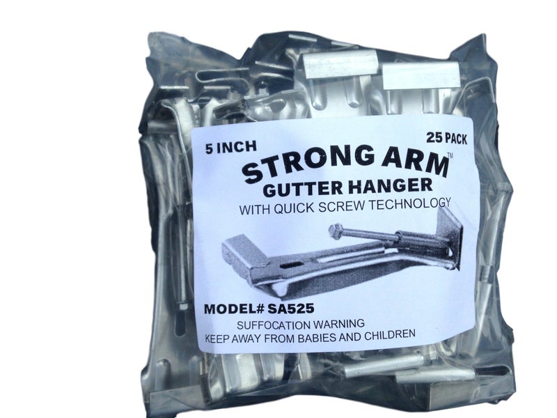Quick Screw 5"" 25 Pack Heavy Duty Hidden Rain Gutter Bracket Hook Hangers With Clip